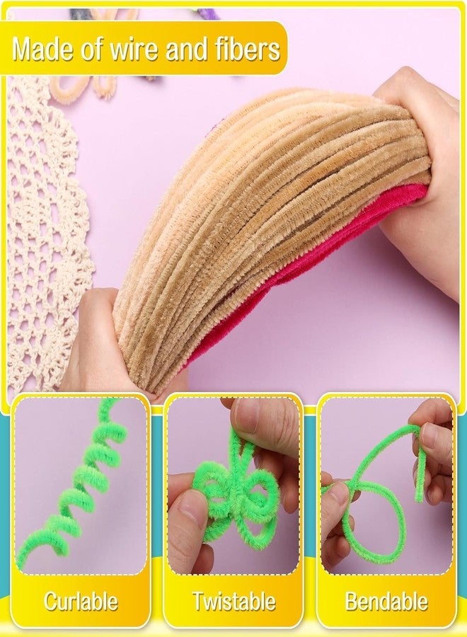 Velme Craft 100Pc Pipe Cleaners Craft Set | Chenille Stem Fuzzy Sticks DIY Craft Supplies for Art Projects Activities, Decorations, Flower Making, Modeling & Sculpting (Tussar(faun)) - Image 4